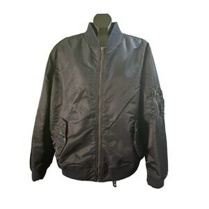 GAP Jacket Mens XL Blue Quilted Lined Bomber Full Zip Warm Pockets Ribbed Hem